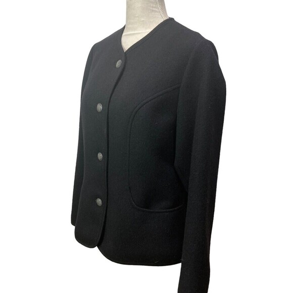 Womens Tirol Austria Jacket Trachten Loden Walk  100% Wool Black‎ Linded Size L - Picture 3 of 11